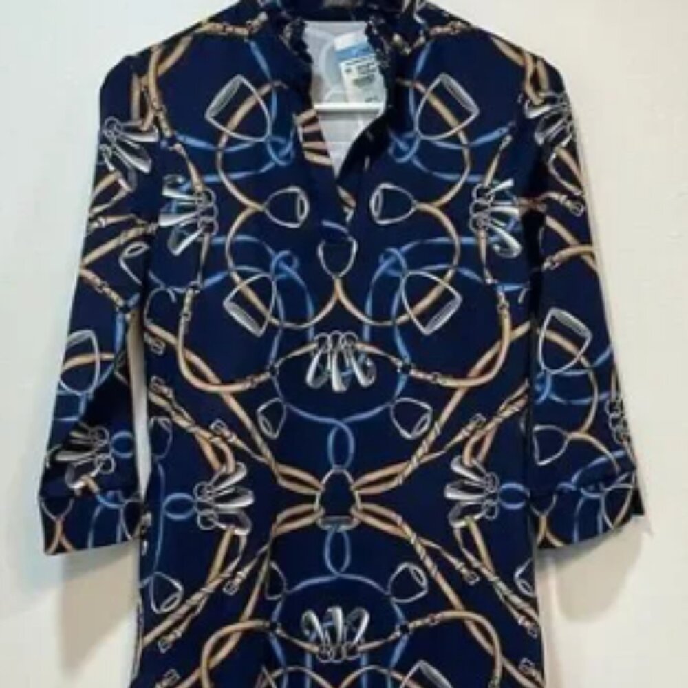 J‎ Mclaughlin Womens Rose Dress XS Ascot Chain Equestrian Catalina Stirrup NEW